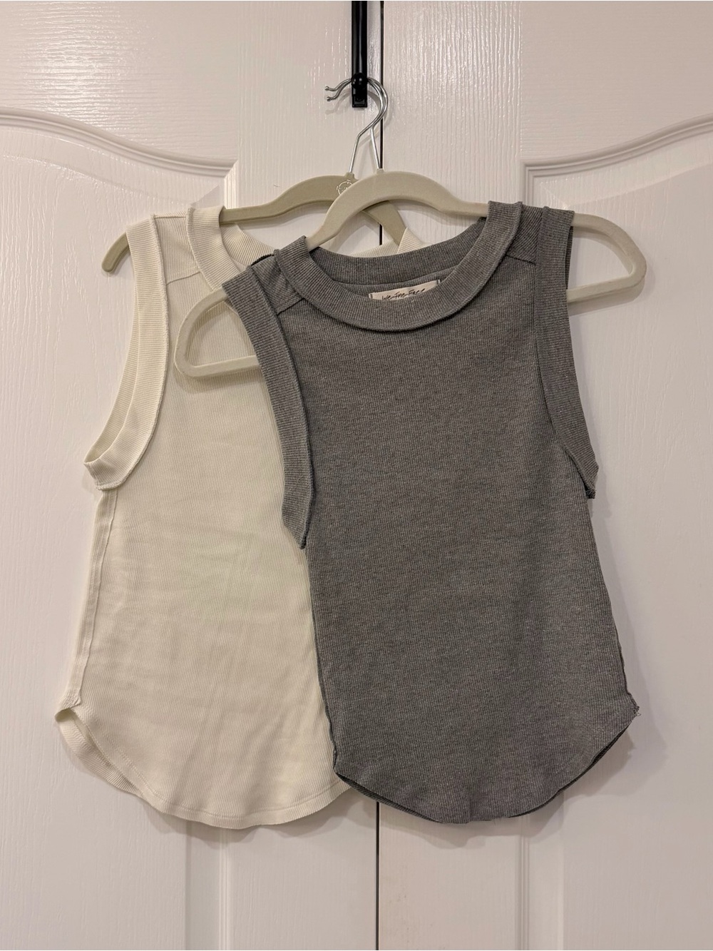 Pair of Free People Kate tanks in grey and ivory size small  NWOT **$76 RETAIL**